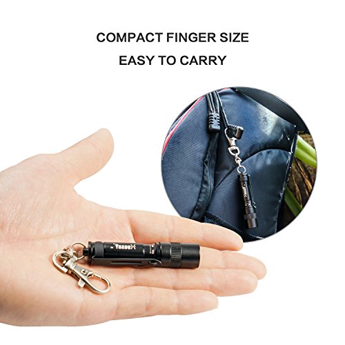 Paragala Aluminum Hand LED Taschenlampen Mini CREE LED Taschenlampe Camping Lampe IPX7 wasserdichte Schlüsselanhänger Taschenlampe für Wandern Jagd Backpacking Angeln und Grill,Batteriebetrieben (Black) - 5