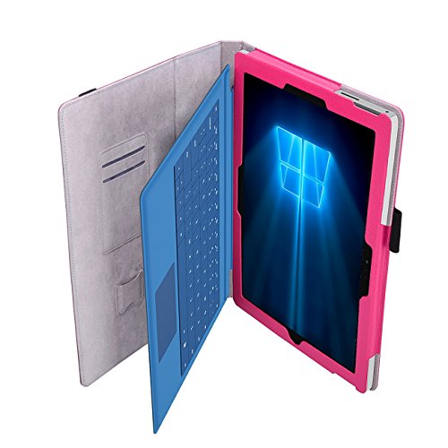 Microsoft Surface Pro 4 Cover Tasche mit praktischer Stand Funktion Case aus robustem Kunstleder und zusätzlicher Displayschutz Folie kombiniert Schutz und Design für Ihr Microsoft Surface Pro 4 Hülle Case in Pink von UC Express® - 3