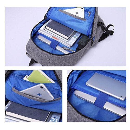 Business Laptop Rucksack Multifunktionale Leichte Schule Spielraum Beutel mit USB Aufladenhafen 15 6 Zoll Laptop 35L  Grau