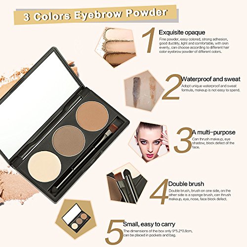 Anself HUAMIANLI 7St Make-up Set Schmink Set Ink. Matte Powder, Eye Shadow, Augenbrauenpuder, Lip Gloss, Pinsel, Wimperntusche und Eyeliner Pen - 7