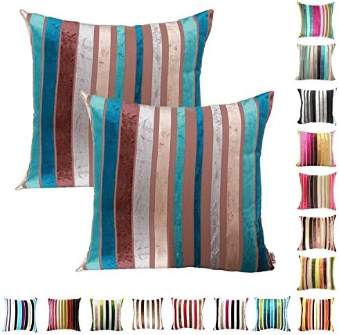 PLANDV®2 Pcs Chenille Stripe Decorative Pillowcase Cushion Cover for Sofa Throw Pillow Case Available in 15 Colors &amp; 9 Sizes(40x40cm,011)