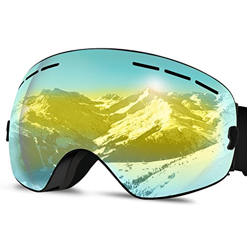 Gafas de Esquí, Gafas Snowboard Gafas Ski UV 400 Proteccion Anti Niebla con Vision Amplio y Claro, Lente de Doble Capa Gafas Esqui ajustable para Ski, Snowboard, Esqui, hombre y mujeres