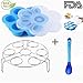 Price comparison product image Baby Food Freezer Trays - Silicone Egg Bites Mold, Free Egg Steamer Rack & Temperature Sensing Spoons, Fits Instant Pot 5,6,8 qt Pressure Cooker Food Steamer, BPA Free & FDA Approved (Blue)
