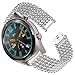 Produktbild Mumuj Metall Armband, Uhrenarmband Replacement Metallarmband mit Schmuck Ersatzband Diamond Verstellbares Ersatz Für Huawei Watch GT Deluxe Edelstahlarmband-Armbandersatzteile (Silber)