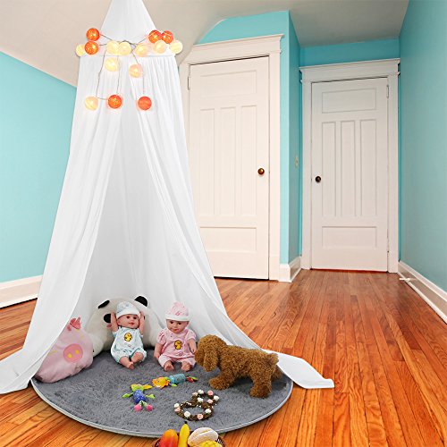 Betthimmel Baldachin aus Baumwolle Leinwand Deko Baldachin für Kinderzimmer Babybetthimmel auch als Mückenschutz Gute Luftzirkulation, mit Installation Tools, Höhe 235cm - 3