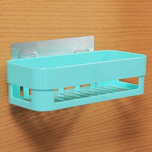 CrazySell Eco-friendly Plastic Multi-function Suction Cup Organizer Holding Shampoo Toothbrush Razor Sponge Storage for Bathroom Lavatory Kitchen Shower Basket Toiletry Shower Shelf (Blue)