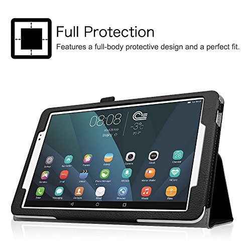 Fintie Huawei MediaPad T1 10 Hülle – Slim Fit Kunstleder (Folio) Schutzhülle Tasche Case Cover Standfunktion und Stylus-Halterung für Huawei MediaPad T1 10.0 LTE / WiFi (9,6 Zoll) Tablet-PC, Schwarz - 7