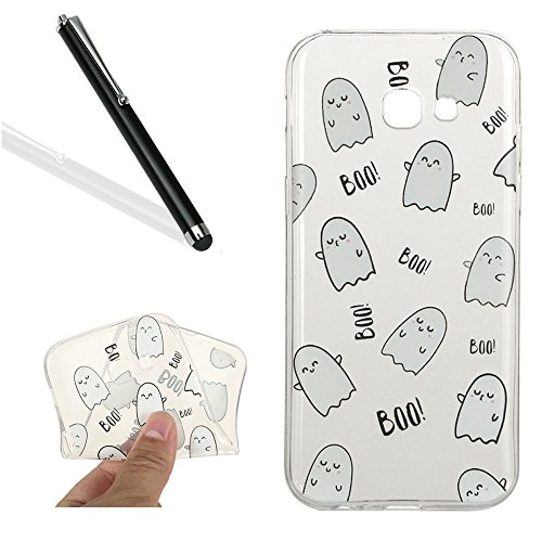 Galaxy A5 2017 Hülle,HandyHülle für Samsung Galaxy A5 2017,Leeook Kratzfeste Scratch-Resistant Hülle TPU Case Schutzhülle Silikon Crystal Kirstall Clear Case Durchsichtig Cartoon Ei Malerei Muster Transparent Weichem Silikon Schutzhülle Handy Gürtel Tasche Schutzhülle Hülle Case Cover Abdeckung Etui TPU Bumper Schale für Samsung Galaxy A5 2017 + 1 x Schwarz Eingabestift-Ei