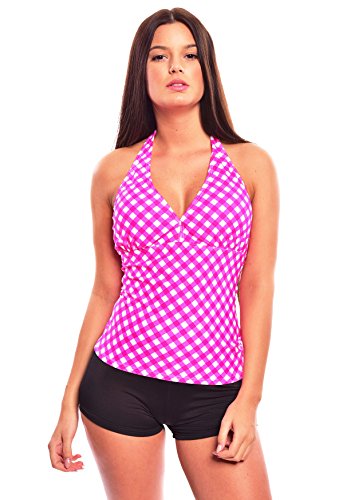 6 tlg. Bademode verschiedene Outfits / Push up Mix-Tankini mit Hotpants / Slip verschiedene Farben f4861 - 3