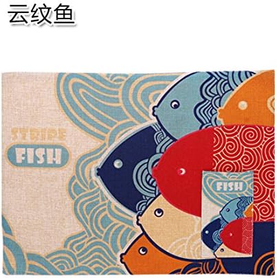 KXZDAS Calico art placemats Potholder cotton and linen placemats-hot dishes incorporating Western pad mat hot pad tray mat Moire fish
