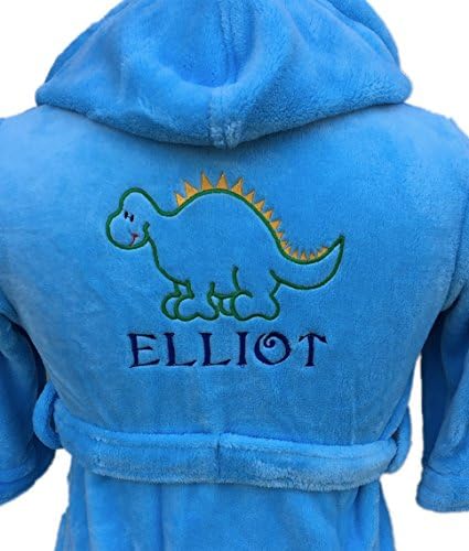 Boys gift personalised dressing gown bath robe dinosaur design