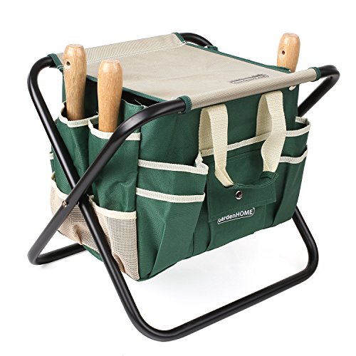 Preisvergleich Produktbild FEMOR Gartengeräte Stuhl Gartenhocker Garten Hocker Gartenwerkzeug Pflanzenwerkzeug Set Gartengeräte mit Klapphocker zusammenklappbar grün