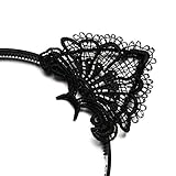NALATI Damen Haarreif Haarband Schwarz Süße Katzenohren Spitze Sexy Stirnband Cosplay Party Zubehör Wildkatze Ohren Kostüm Haarklemme - 4