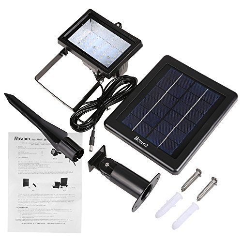 Homdox Solar 30 LED Außenleuchte Strahler Solarleuchte Fluter Solarlicht Flutlicht mit Lichtsensor Sicherheitslicht IP65 Wasserdicht - 6