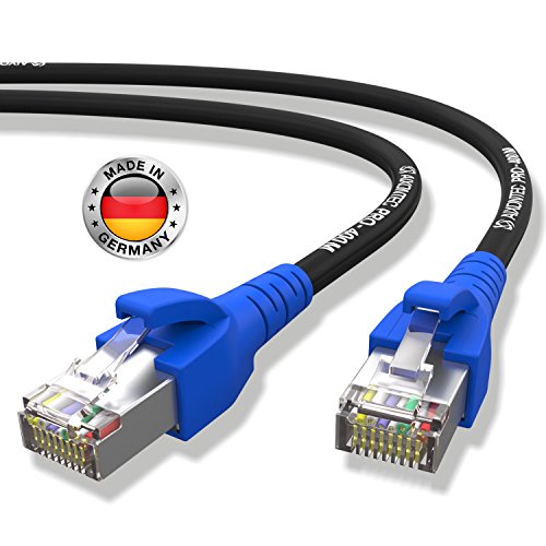 AIXONTEC® 2,0Meter CAT6 High-Speed LAN-Netzwerk-Gigabit-Ethernet-Kabel geschirmt halogenfrei blauer Premium RJ45-Stecker 10/100/1000Mbit/s Draka-Gigabit-Patch-FTP-Kabel Hergestellt in Deutschland
