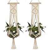 AHORRE ESPACIOS: esta sembradora de plantas con macramé es un maravilloso regalo para el hogar, bodas y en todas las ocasiones. Usted ahorra espacio en los estantes y puede embellecer cualquier espacio de esquina interior / exterior.
