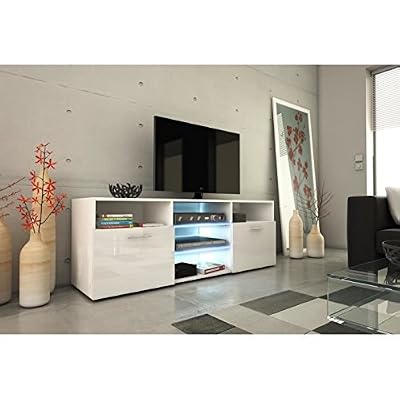 Atlantic Kora meuble tv 150cm avec éclairage led - blanc brillant