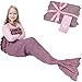 Produktbild RUVALINO Meerjungfrau-Schwanz-Decke für Geburtstags-Geschenke, Süße Träume für Mädchen 3-12 Jährige, alle Jahreszeit-Schlafsack für Kinder 140 * 70 cm (Rosa)