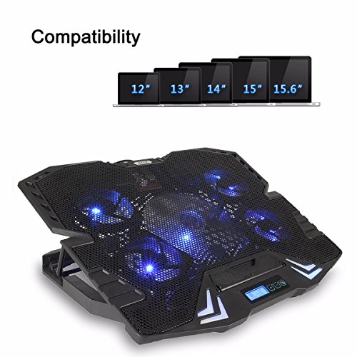 MECO Laptop Kühler, 5 Lüftern, 2 USB Port, 5 Verstellbarer Winkel, Windgeschwindigkeitanzeige ,Geeignet Für Laptop 10-15,6 Zoll und Unter (CP-R2) Kühlkörper - 3