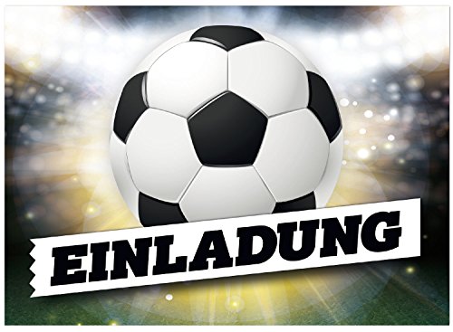 16 Einladungskarten zum Kindergeburtstag - Motiv Fussball Einladung - für Kinder, Jungen, Party, Feier, Jungs, Geburtstagseinladungen im Set