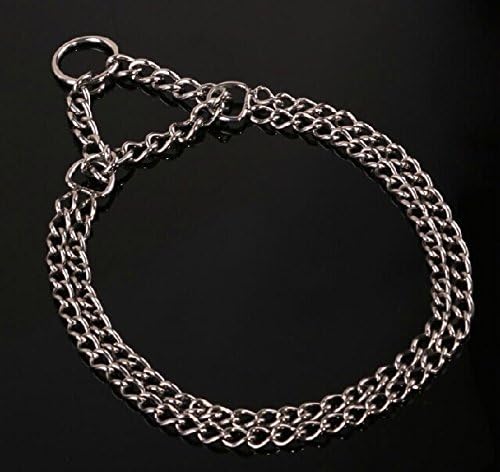 Cdycam Pet Dog Puppy Metal Collar Show Training Link Double Chrome Plated Choke Chain Large S M L (Small(13.78"))