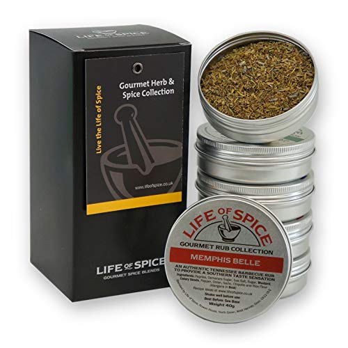 Colección de Hierbas y Especias Gourmet Life of Spice - Juego de 6 Sales, Aderezos y Mezclas de Hierbas Life of Spice