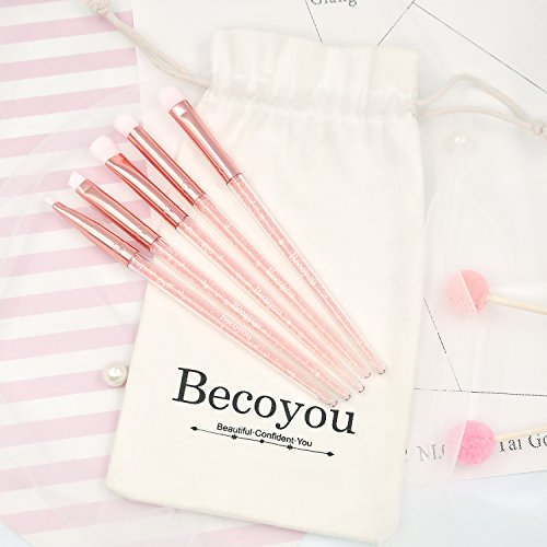 Make Up Pinsel Set, Becoyou 5 Stück Professionelle Augenpinsel Schmink Pinsel Set Augenbrauen Lidschatten Eyeliner Kosmetik Pinsel (Rosa) - 2
