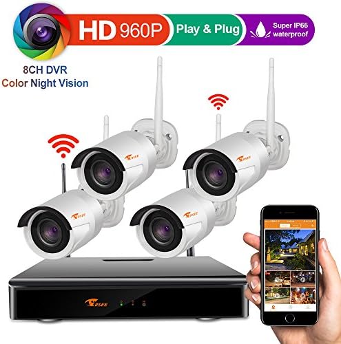 Wireless Security Camera System,CORSEE 8CH 960P Expandable Wirelees Security Camera Kit, 4x960P Color Starlight Wifi Surveillance IP cameras,No Hard Dirve (Color Night Vision Kit,Can Add More Cameras)