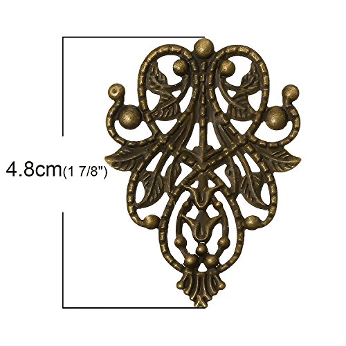 50 Deko – Ornament – Platten, Ranke, 48x35mm, antikmessing - 2