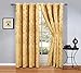 Produktbild Luxus Jacquard Ring Top Vollständig Gefüttert Paar Vorhänge mit Ösen Aufhängfertige Vorhänge mit 2 gratis Raffhalter, Ruby Gold, 66" Width x 72" Drop