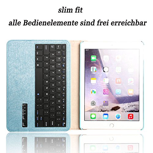 boriyuan Apple Ipad Air 2 Leder Case Schutz Tasche Cover mit Bluetooth Tastatur (Deutsche QWERTZ) - 3