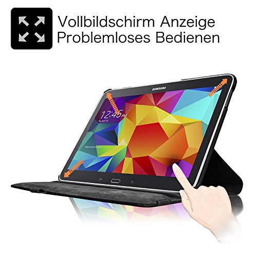 Fintie Samsung Galaxy Tab 4 10.1 Hülle – 360° Drehbarer Stand Smart Cover Case Schutzhülle Tasche Etui mit Ständerfunktion Auto Schlaf / Wach Funktion für Galaxy Tab 4 10.1 SM-T530 SM-T535 Tablet, Schwarz - 4