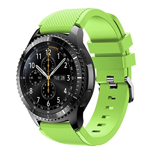 Para Samsung Gear S3 Frontier, DoraMe Moda de los Deportes de Silicona Pulsera Correa Bandera (Verde1)