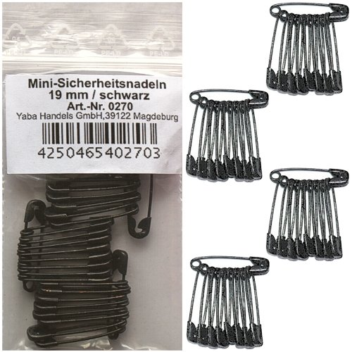 36 Stück Mini Sicherheitsnadeln schwarz ca.19 mm, Sicherheits- Nadel Nadeln, 0270