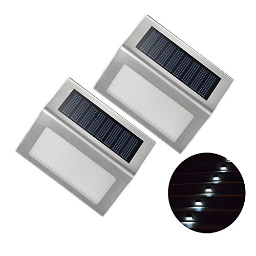 NORDSD 4 Stk 3 LED Solarleuchte Garten Edelstahl Solar Wandleuchte Solarlampe mit Auto On/Off, Wetterfest für Garten Außen Terrasse Hof - 2
