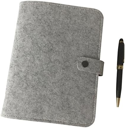 YUYWOO Vintage Handmade Felt Cover Loose Leaf Notebook Journal Diary Gift for Students, friends, teachers,about 100 sheets/200 pages, pen is inclued