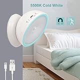 Nachtlicht LED, 360° Drehung Bewegungssensor Nachtlampe HonestEast 5500K Akku USB Wiederaufladbare LED Nachtlicht mit 5 LEDs Magnetische Basis für Schlafzimmerflur Badezimmer Schlafzimmer Wandleuchte(Kaltweiß)