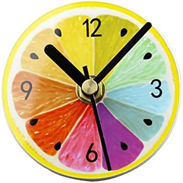 MCC Round Wall Clock Magnet Fridge Stickers - Lemon Fruit Decoration - Plastic and Power Magnet Material , color*2