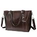 Produktbild Klighten Damen 3 Wege Echt Leder Handtasche Ledertasche Umhängetasche-Mode Kaffee Handtasche Bag für Laptop, A4 Magazin, tragbare Lehrbücher, Brieftasche