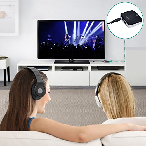 AUKEY Trasmettitore e Ricevitore Bluetooth 4.1 con SPDIF / TOSLINK Digital Optical e AUX 3,5mm, aptX a Bassa Latenza, Doppio link, 2 in 1 Adattatore Audio Wireless per Cuffie,Sistemi Stereo, Altoparlanti, Smartphone,TV, Computer, Tablet