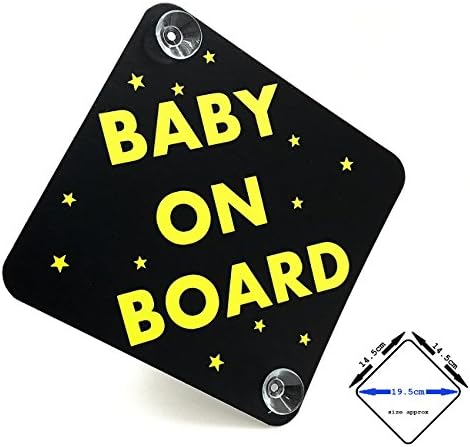 acepoprt BABY ON BOARD car sign with suction cups (SUPER BRIGHT - fluorescent yellow/matt black)