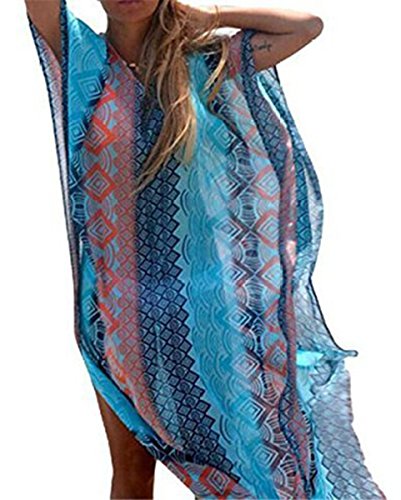 Jastore®boho Damen Strandponcho Sommer Kleid Überwurf Kaftan Strandkleid Bikini Tunika Cover Up - 2