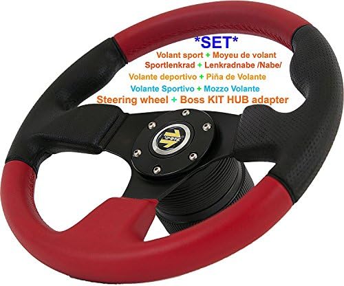 DoradoTuning_TOYOTA_Supra Sport Steering Wheel &amp; Boss Adapter Kit Hub [SB81] TÜV Ø330mm Special Grip Area Dark Colour High Quality Produce, Italian design, RED &amp; Black