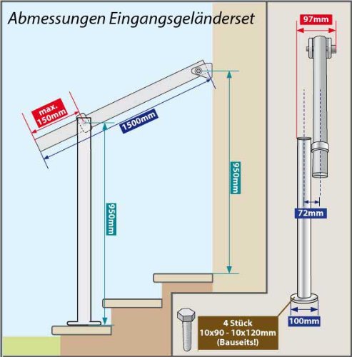 Eingangsgeländer in Edelstahl – langlebig – formschön – preisgünstig - 2