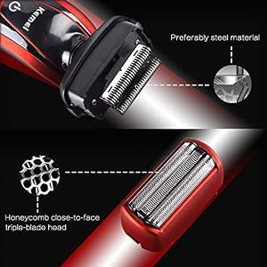 Kemei 4D Waterproof Electric Razor Reciprocating Double Head Rechargeable Intelligent Shaver Face Care Tools km-5887 Red… - Image 2
