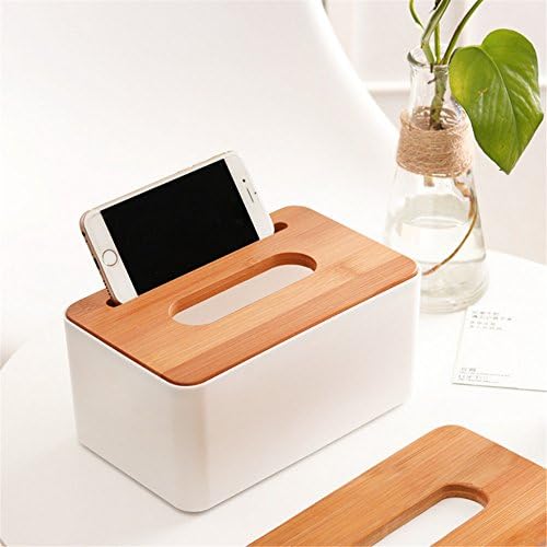 Sonicee Plastic Home Room Car Hotel Tissue Box Wooden Cover Paper Napkin Holder Case (Rectangle)