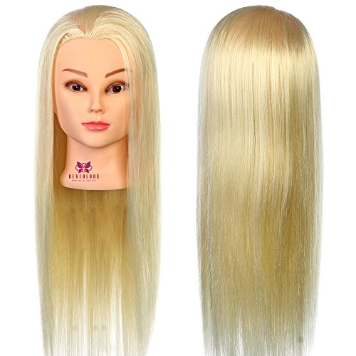 Neverland Beauty 22 Inch 30% Real Human Hair Hairdressing Cosmetology Training Head Blonde Mannequin Head Hairdresser Training Head with Clamp for College and Professional Use #613