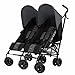 Obaby Apollo Black/Grey Twin Stroller and Black Footmuffs (Grey)