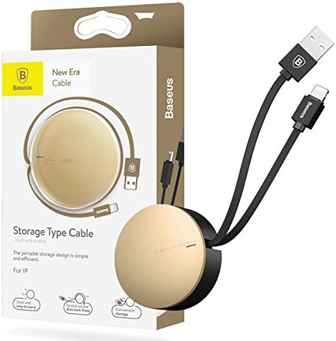 Retractable USB Cable - Baseus Lightning USB Sync &amp; Charge, 90cm Retractable Fast Charging Data High Speed Adapter Cable for iPhone 5s 6 6s 7 7s Plus,iPad (IOS(LightningUSB）, Golden(1))