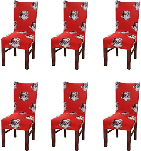 HengAi Style Christmas Chair Cover Snowmen Chair Protector for Dining Chairs Seat Slipcover for Christmas Party Decoration(A, 6 pcs)